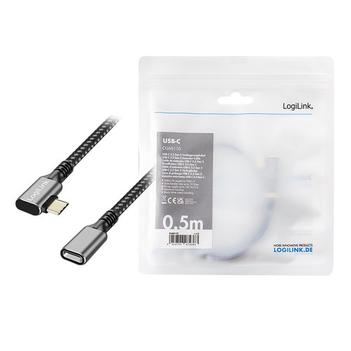 LogiLink USB 3.2 Gen2 Type-C to USB-C/F, PD, AV, 0.5m