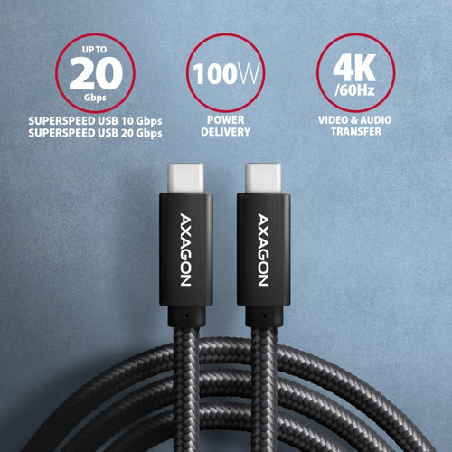 AXAGON USB Cable BUCM32-CM20AB USB-C - USB-A 3.2