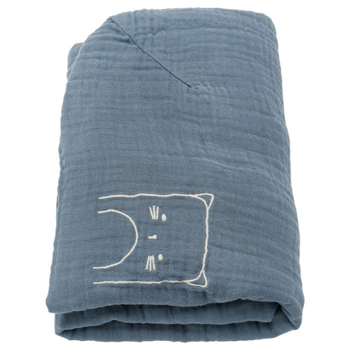 VÄDRA Cover for babycare mat, beige/blue, 48x74 cm