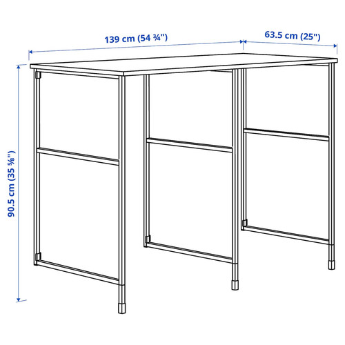 ENHET Countertop w supp side panels/legs, white/white laminate, 139x63.5x87.5 cm
