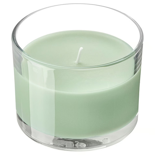 LOTSFÅGEL Scented candle in glass, Apple light green, 20 hr