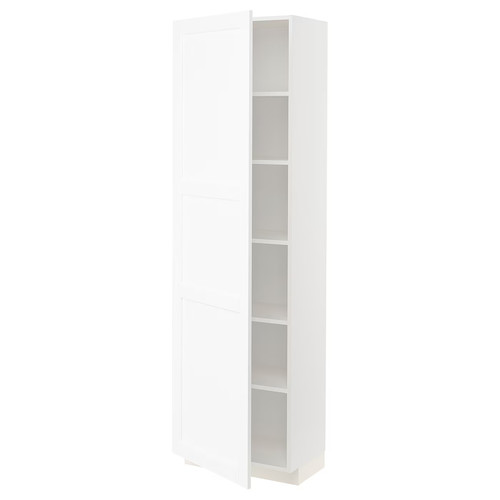 METOD High cabinet with shelves, white Enköping/white wood effect, 60x37x200 cm