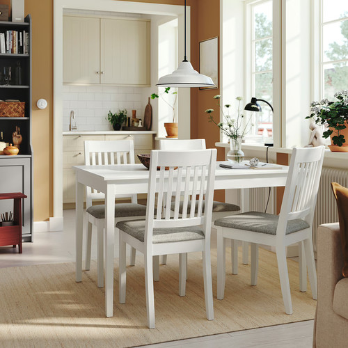 NÄSINGE / NÄSINGE Table and 4 chairs, white/white Tibbleby beige-grey, 130x80 cm