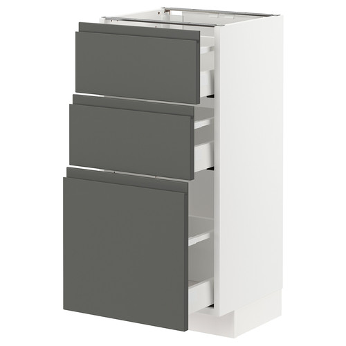 METOD / MAXIMERA Base cabinet with 3 drawers, white/Voxtorp dark grey, 40x37 cm