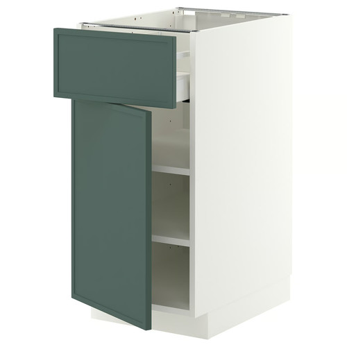 METOD/MAXIMERA Base cabinet with drawer/door, white/Aspudden dark grey-green, 40x60 cm