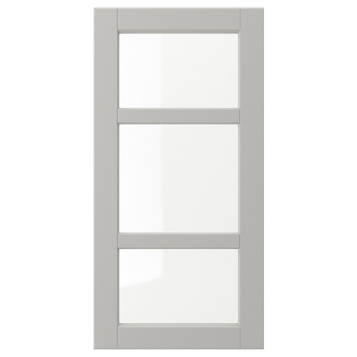 LERHYTTAN Glass door, light grey, 40x80 cm