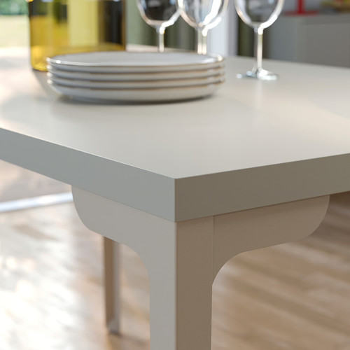 SKÅLSTA Table and 4 chairs, light grey-beige straight light grey-beige/plastic beige tubular metal/light grey-beige, 140x80 cm