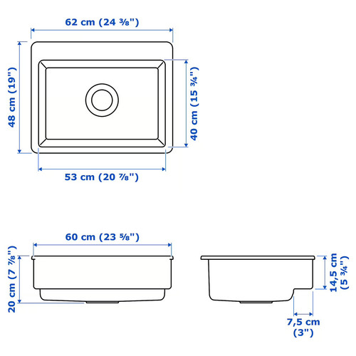 HAVSEN Sink bowl with visible front, white, 62x48 cm