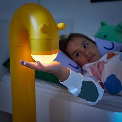 GREJSIMOJS LED decoration lighting, floor, giraffe/yellow battery-operated