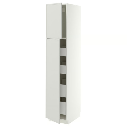 METOD/MAXIMERA Hi cab w 2 doors/4 drawers, white/Aspudden light grey, 40x60x200 cm