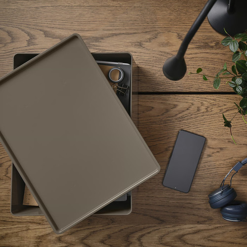 KUGGIS Lid, dark grey-beige, 26x35 cm