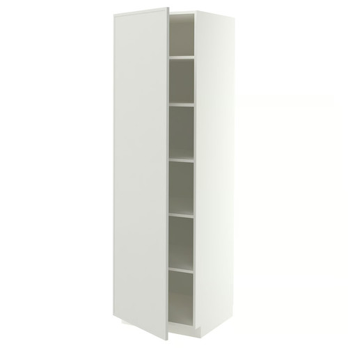 METOD High cabinet with shelves, white/Aspudden light grey, 60x60x200 cm