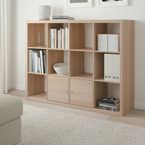 KALLAX Shelving unit, white stained oak effect, 112x147 cm