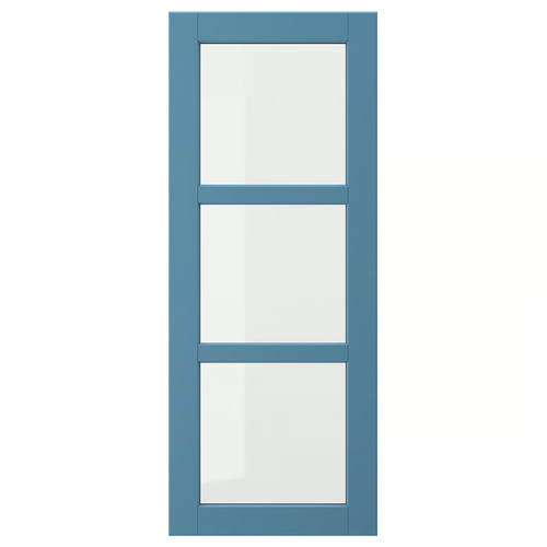 LERHYTTAN Glass door, blue, 40x100 cm