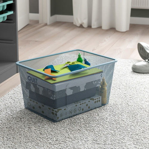 TROFAST Storage combination with boxes, grey/grey-blue, 99x44x94 cm