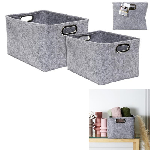 Felt Boxes Set of 2pcs, rectangular, grey