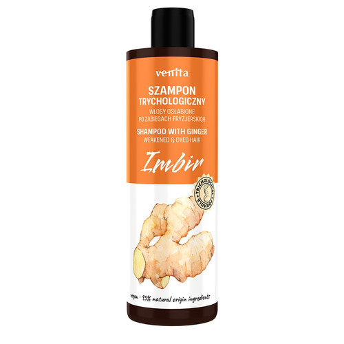 VENITA Trichological Formula Shampoo with Ginger for Weakened & Dyed Hair 95% Natural Vegan 300ml