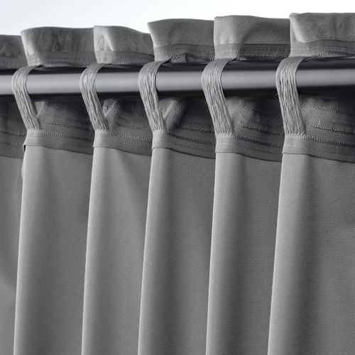 SANDSVINGEL Curtains, 1 pair, grey, 135x300 cm