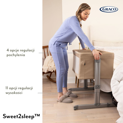 Graco Sweet2Sleep™ Bedside Crib 0-6m/0-9kg, oatmeal