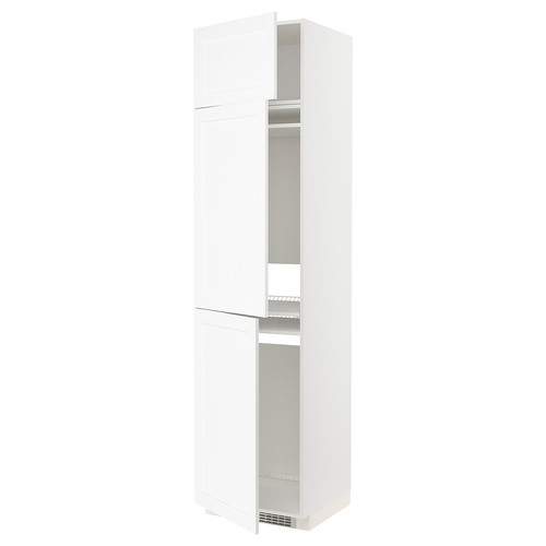 METOD High cab f fridge/freezer w 3 doors, white Enköping/white wood effect, 60x60x240 cm
