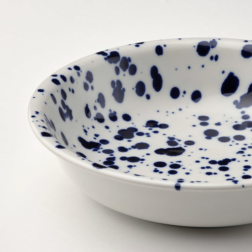 SILVERSIDA Deep plate, patterned/blue, 19 cm, 2 pack