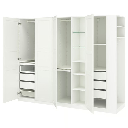 PAX / TYSSEDAL Wardrobe combination, white white/white, 255x60x201 cm