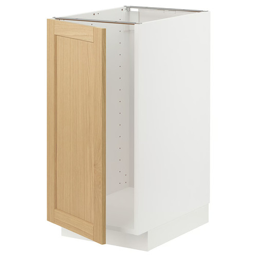 METOD Base cab f sink/waste sorting, white/Forsbacka oak, 40x60 cm