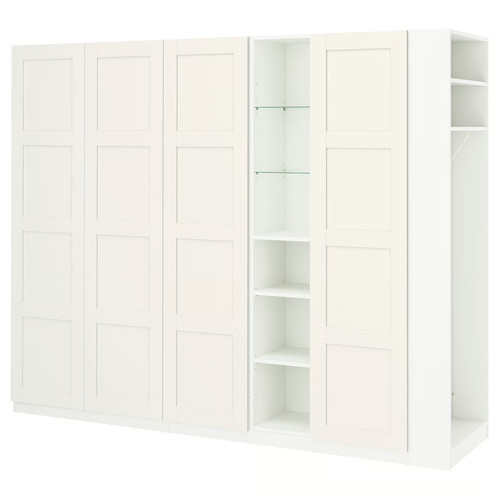 PAX / BERGSBO Wardrobe combination, white white/white, 255x60x201 cm