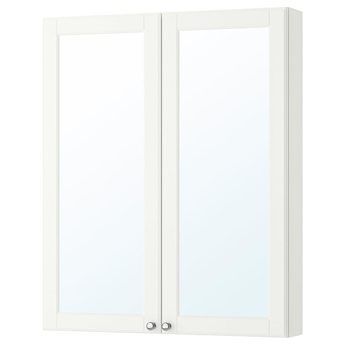 GODMORGON Mirror cabinet with 2 doors, Kasjön white, 80x14x96 cm