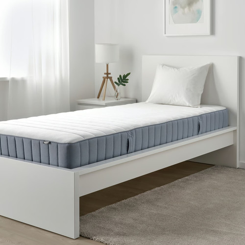 VALEVÅG Pocket sprung mattress, extra firm/light blue, 90x200 cm