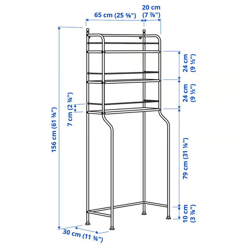 FRÖSJÖN Over-the-toilet shelf, black, 65x156 cm