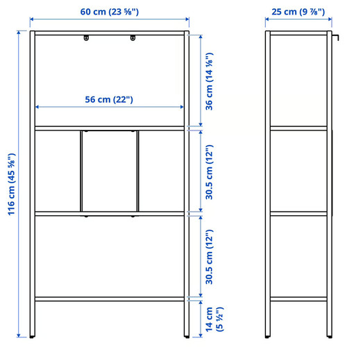 BAGGEBO Shelving unit, metal, white, 60x25x116 cm