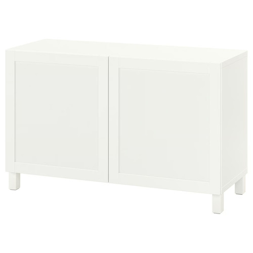 BESTÅ Storage combination with doors, white, Hanviken/Stubbarp white, 120x42x74 cm
