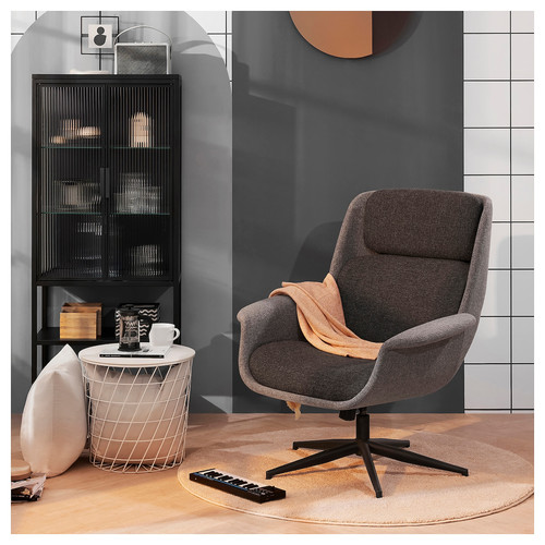 ÄLEBY Swivel armchair, Gunnared medium grey/dark grey