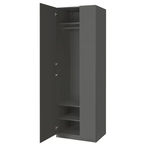 PAX / FORSAND Wardrobe combination, dark grey/dark grey, 75x60x236 cm