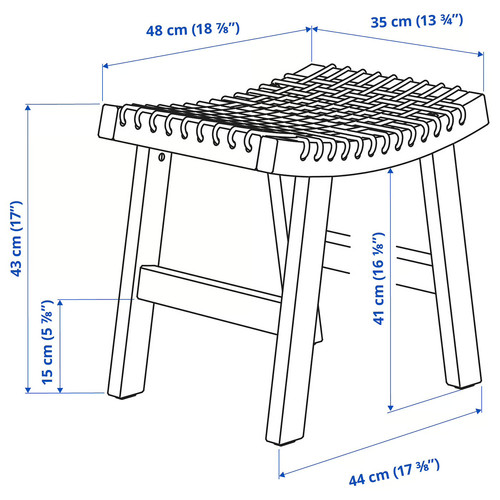 STACKHOLMEN Stool, outdoor, light brown stained, 48x35x43 cm