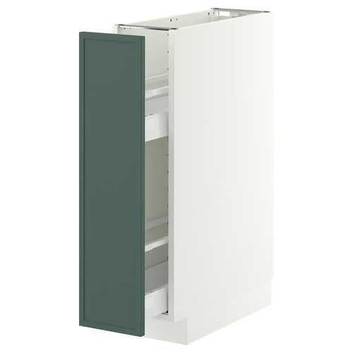 METOD/MAXIMERA Base cabinet/pull-out int fittings, white/Aspudden dark grey-green, 20x60 cm