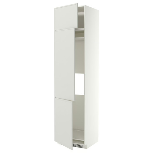 METOD High cab f fridge/freezer w 3 doors, white/Aspudden light grey, 60x60x240 cm
