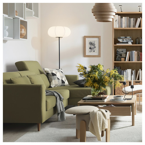SLATORP 3-seat sofa with chaise longue, Vissle yellow-green