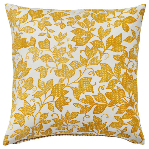 FJUNKLOCKA Cushion cover, yellow/white, 50x50 cm