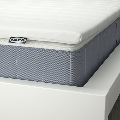 VESTERÖY Mattress and mattress pad, medium firm light blue/Näsfjället white, Standard Single
