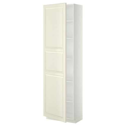 METOD High cabinet with shelves, white/Bodbyn off-white, 60x37x200 cm
