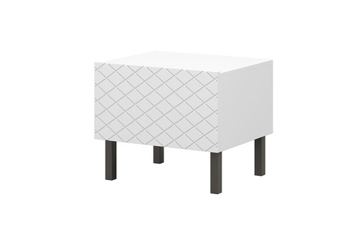 Set of 2 Nightstands Bedside Tables Scalia II 50, matt white, black legs