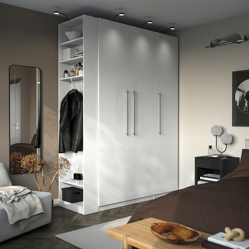 PAX / FARDAL Wardrobe combination, white high-gloss white/white, 170x60x236 cm