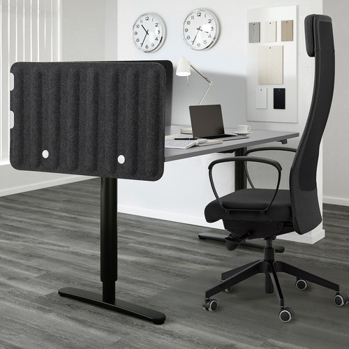 EILIF Screen for desk, dark grey, 120x48 cm