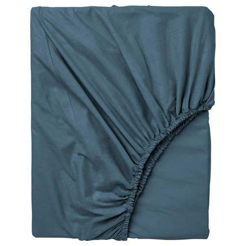 DVALA Fitted sheet, blue, 90x200 cm