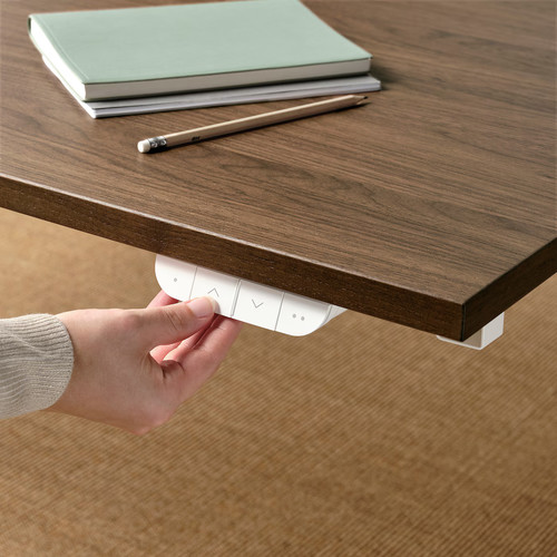 MITTZON Desk sit/stand, electric walnut veneer/white, 120x80 cm