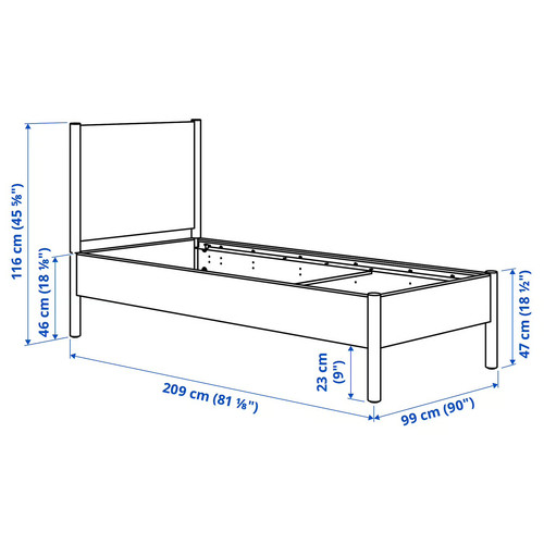 TONSTAD Bed frame, off-white, 90x200 cm
