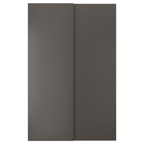 HASVIK Pair of sliding doors, dark grey, 150x236 cm