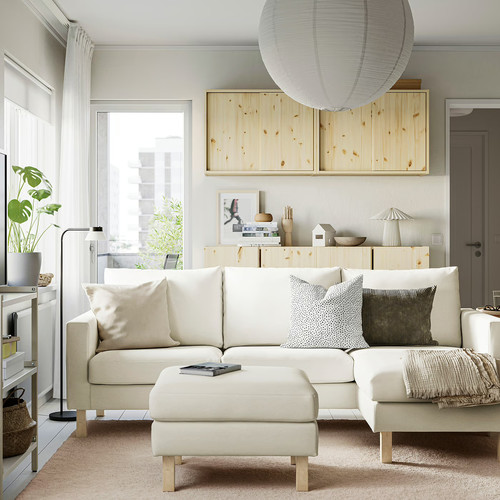 SALTSJÖBADEN 3-seat sofa with chaise longue, Blekinge white